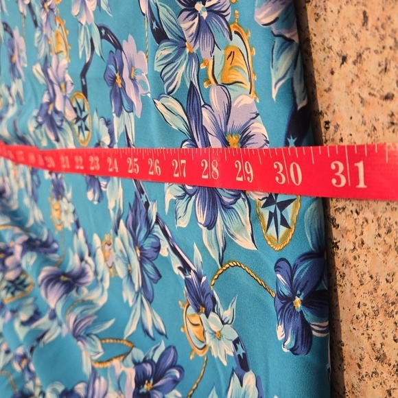 Vintage Koret Tropical Blue Floral Maxi Skirt with Flare Woman Size 20W - Picture 6 of 7
